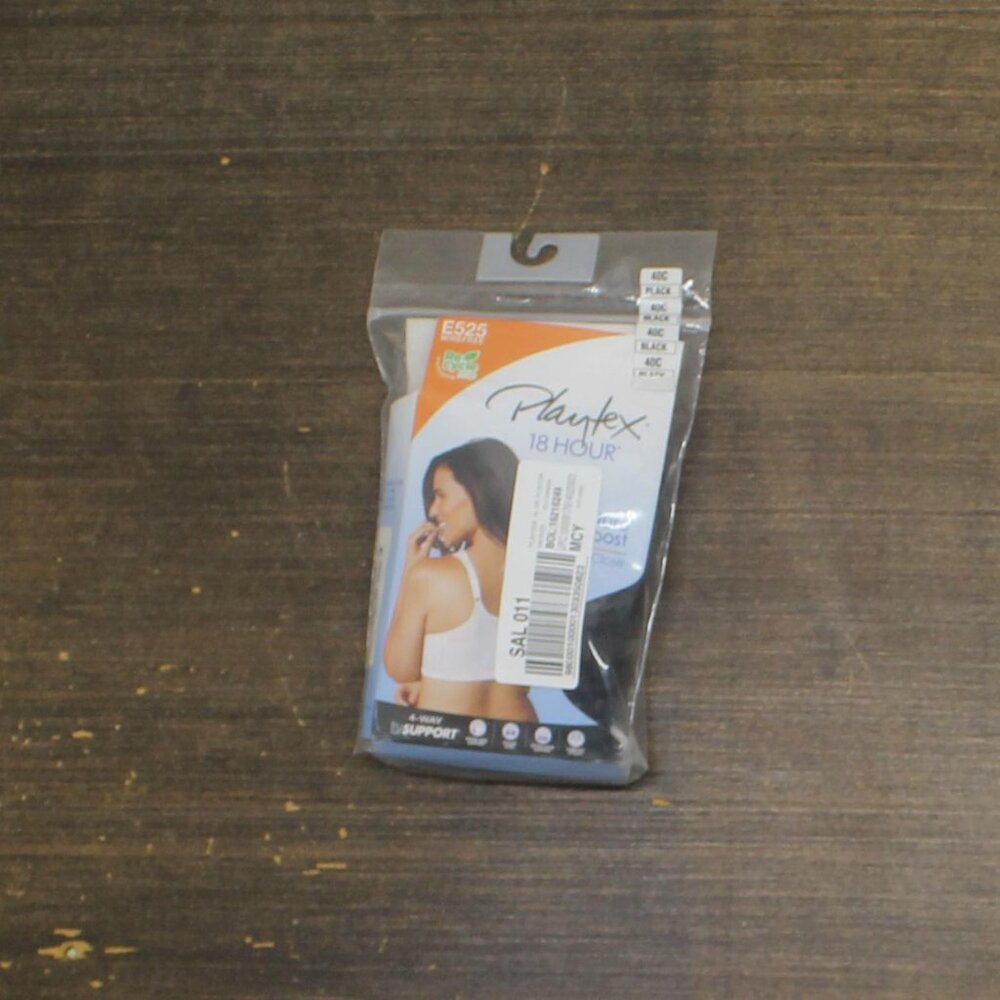 NWT Playtex 18 Hour Wirefree Bra Front Close Back Power Support Womens Black 40C - Picture 2 of 5